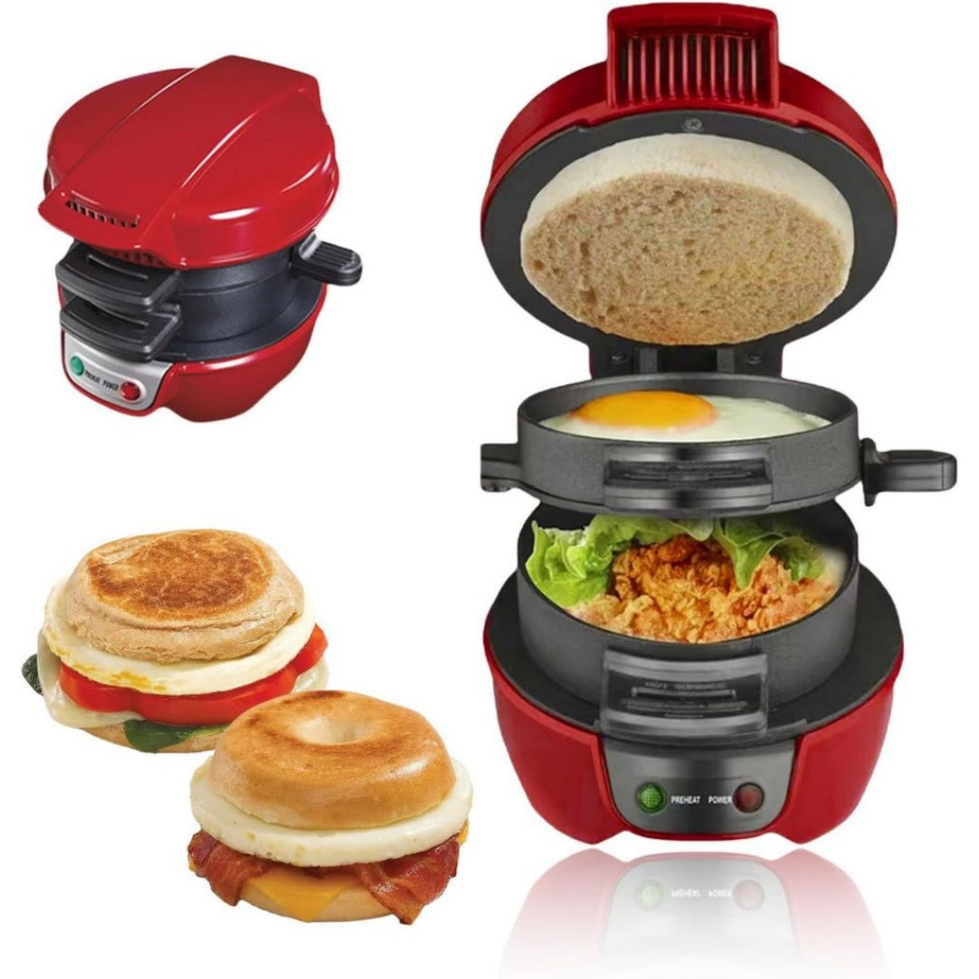 Appareil a sandwich et presse a panini 2 l en acier inoxydable 1800 w rouge